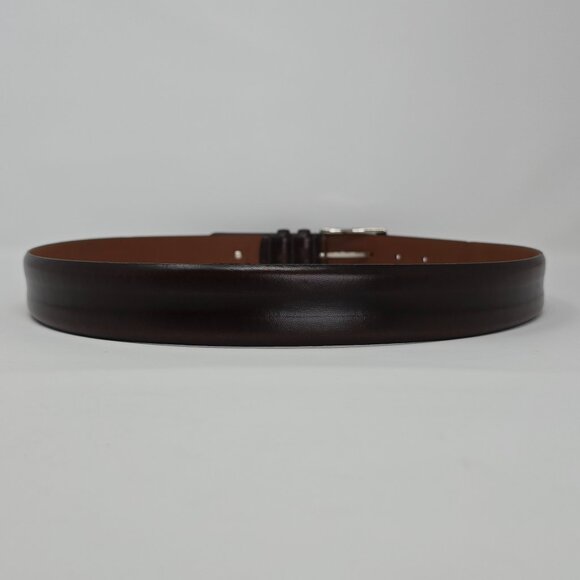 Boconi Men’s Brown Leather Belt Size 36 Classic Silver Buckle Office Casual - Picture 6 of 12